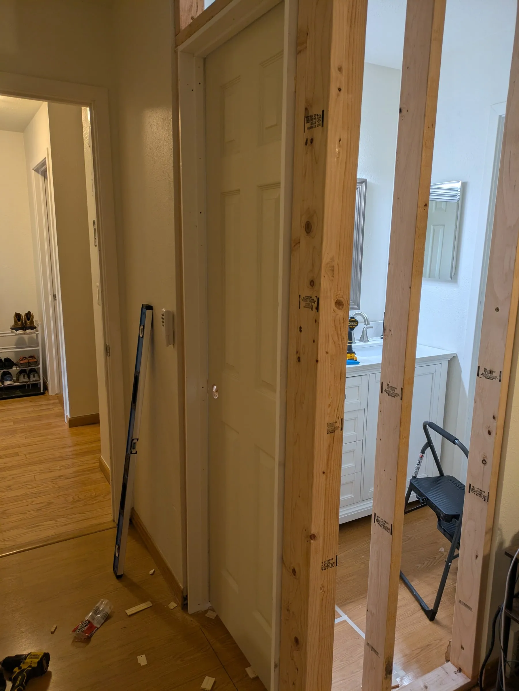 The door being offered up to the opening