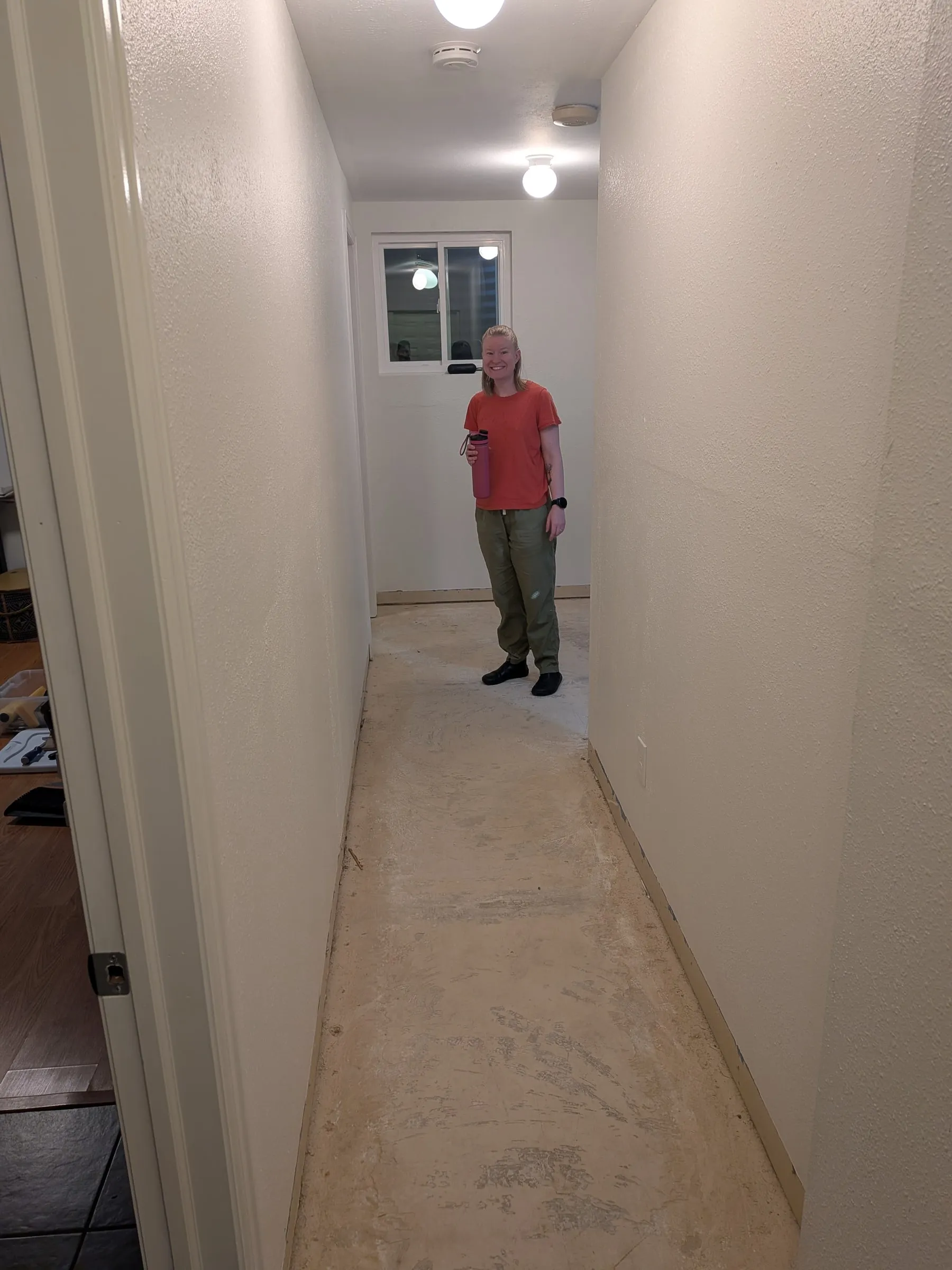The hallway fully demoed